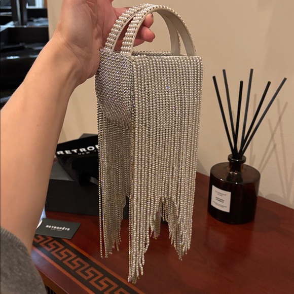 RETROFETE ESTEL SMALL EMBELLISHED Sequin PEARL FRINGE BAG Clutch - Picture 9 of 16